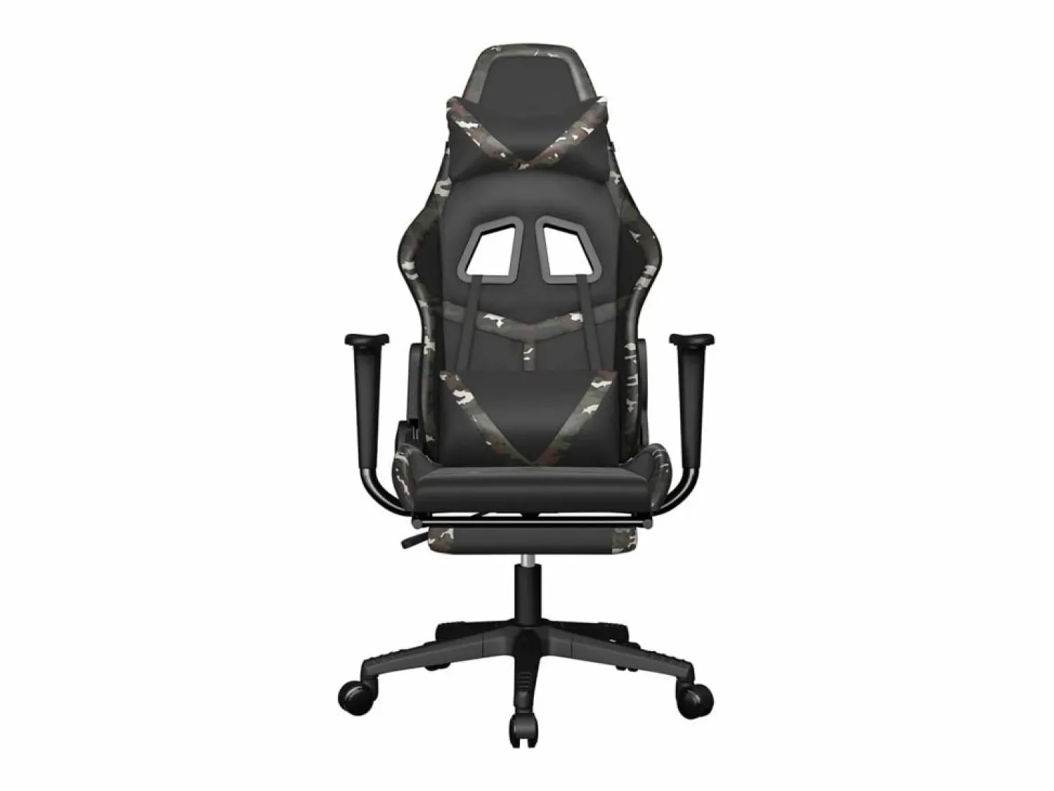 New Clicnbuy Silla gaming con reposapiés cuero sintético camuflaje Negro