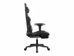 New Clicnbuy Silla gaming con reposapiés cuero sintético camuflaje Negro