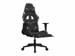 New Clicnbuy Silla gaming con reposapiés cuero sintético camuflaje Negro