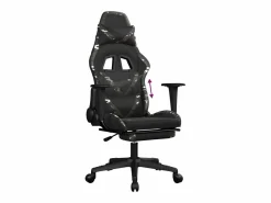 New Clicnbuy Silla gaming con reposapiés cuero sintético camuflaje Negro