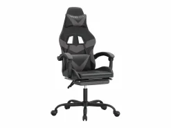 vidaxl Silla gaming con reposapiés cuero sintético negro