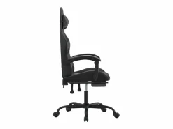 vidaxl Silla gaming con reposapiés cuero sintético negro
