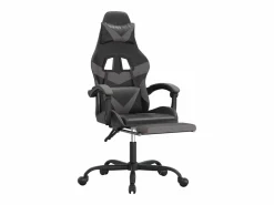 vidaxl Silla gaming con reposapiés cuero sintético negro