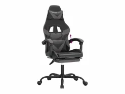 vidaxl Silla gaming con reposapiés cuero sintético negro
