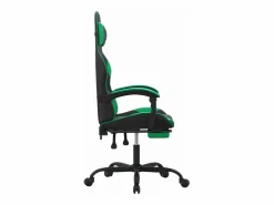 Clearance Silla gaming con reposapiés cuero sintético verde Silla Gaming