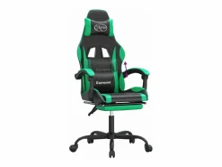 Clearance Silla gaming con reposapiés cuero sintético verde Silla Gaming