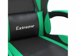 Clearance Silla gaming con reposapiés cuero sintético verde Silla Gaming