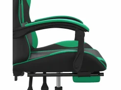 Clearance Silla gaming con reposapiés cuero sintético verde Silla Gaming