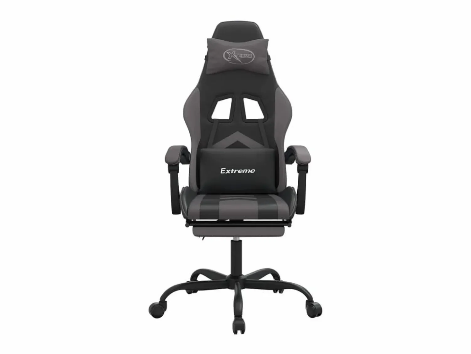 Clearance Silla gaming con reposapiés cuero sintético gris Silla Gaming
