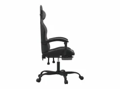 Clearance Silla gaming con reposapiés cuero sintético gris Silla Gaming