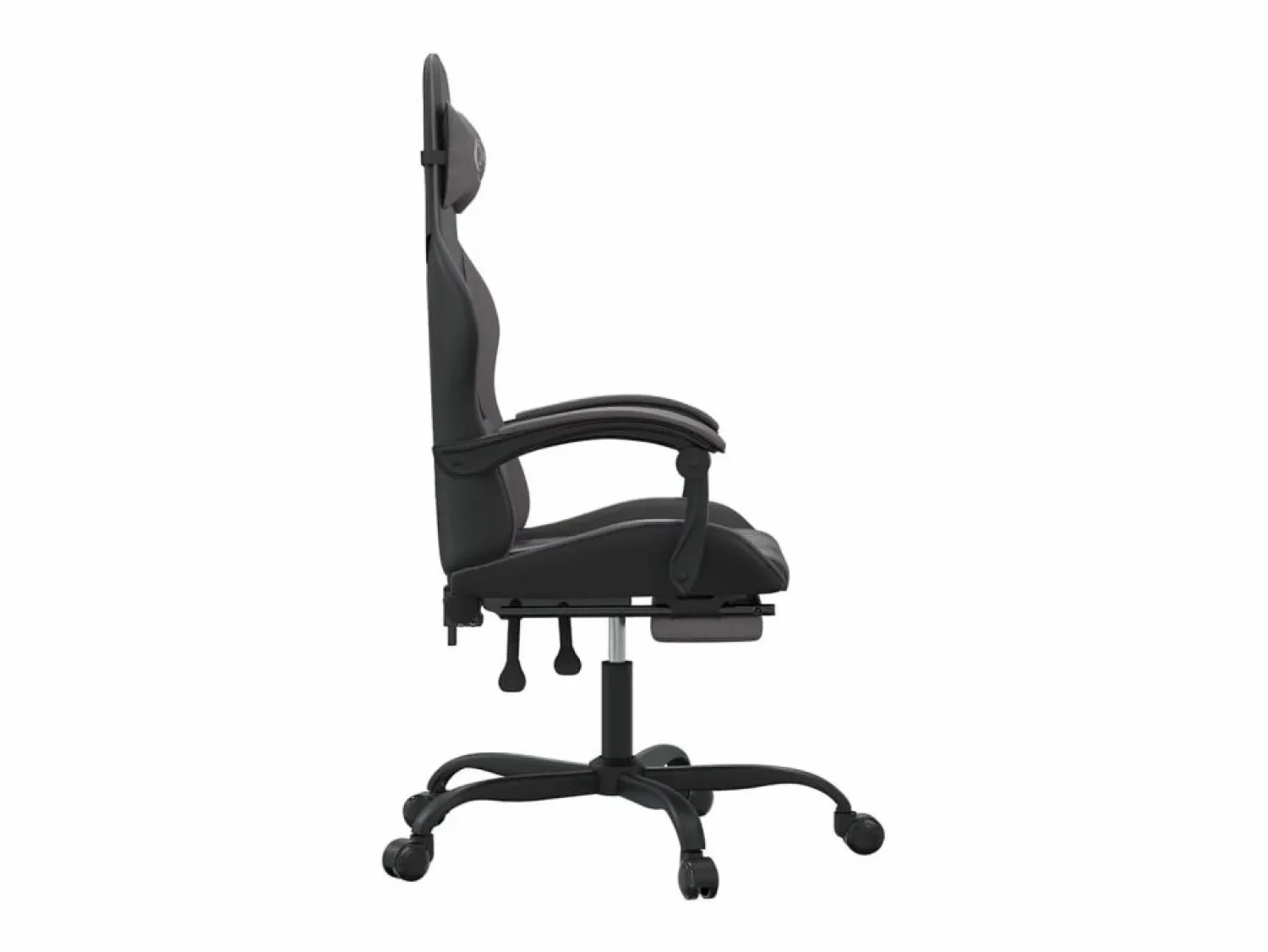 Clearance Silla gaming con reposapiés cuero sintético gris Silla Gaming