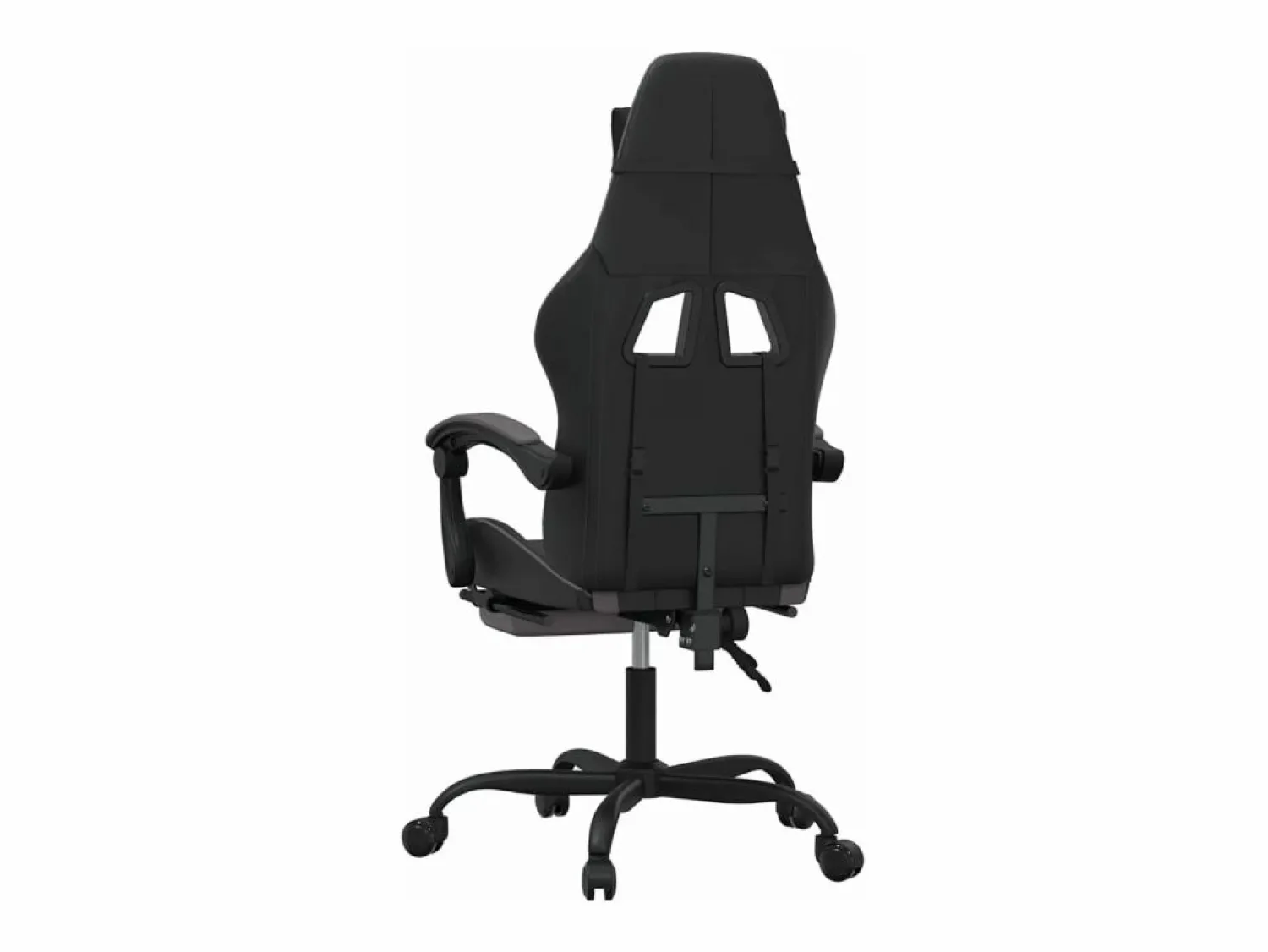 Clearance Silla gaming con reposapiés cuero sintético gris Silla Gaming