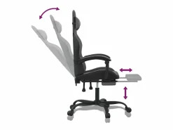 Clearance Silla gaming con reposapiés cuero sintético gris Silla Gaming