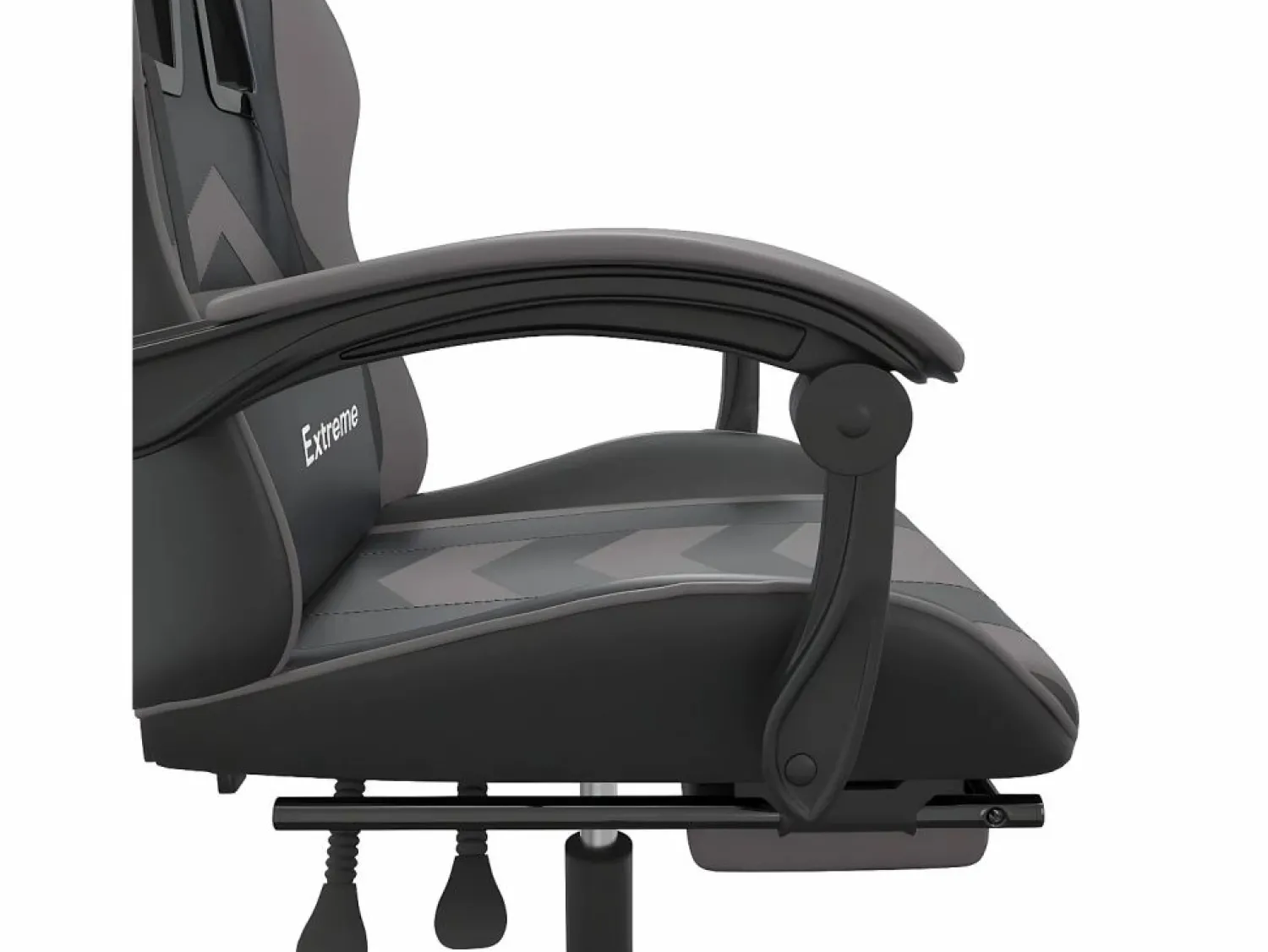 Clearance Silla gaming con reposapiés cuero sintético gris Silla Gaming
