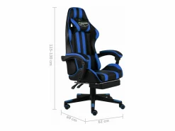 Outlet vidaxl Silla gaming con reposapiés cuero sintético negro y Azul