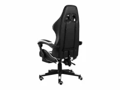New Clicnbuy Silla gaming con reposapiés cuero sintético negro y Blanco