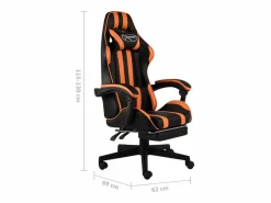 Hot Clicnbuy Silla gaming con reposapiés cuero sintético negro y Naranja