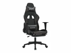 vidaxl Silla gaming con reposapiés cuero sintético negro