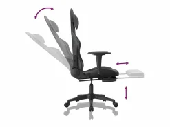 vidaxl Silla gaming con reposapiés cuero sintético negro