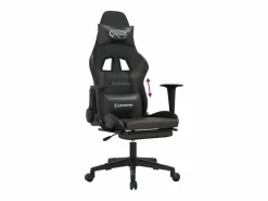 vidaxl Silla gaming con reposapiés cuero sintético negro