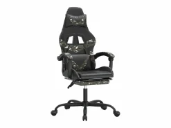 Clicnbuy Silla gaming con reposapiés cuero sintético camuflaje
