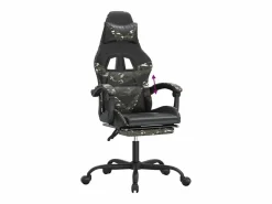 Clicnbuy Silla gaming con reposapiés cuero sintético camuflaje