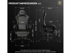 Outlet Silla gaming con reposapiés - asiento regulable en altura - silla de oficina - negra Silla Gaming