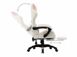 vidaxl Silla gaming con reposapiés cuero sintético y blanco