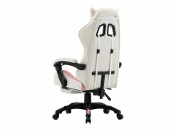 vidaxl Silla gaming con reposapiés cuero sintético y blanco