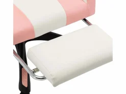 vidaxl Silla gaming con reposapiés cuero sintético y blanco