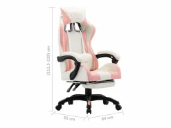 vidaxl Silla gaming con reposapiés cuero sintético y blanco
