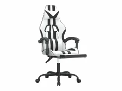 New Silla gaming con reposapiés cuero sintético negro Silla Gaming