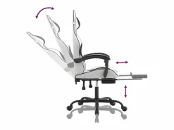 New Silla gaming con reposapiés cuero sintético negro Silla Gaming