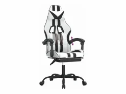 New Silla gaming con reposapiés cuero sintético negro Silla Gaming