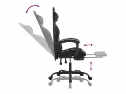 Clearance Clicnbuy Silla gaming con reposapiés cuero sintético camuflaje Negro