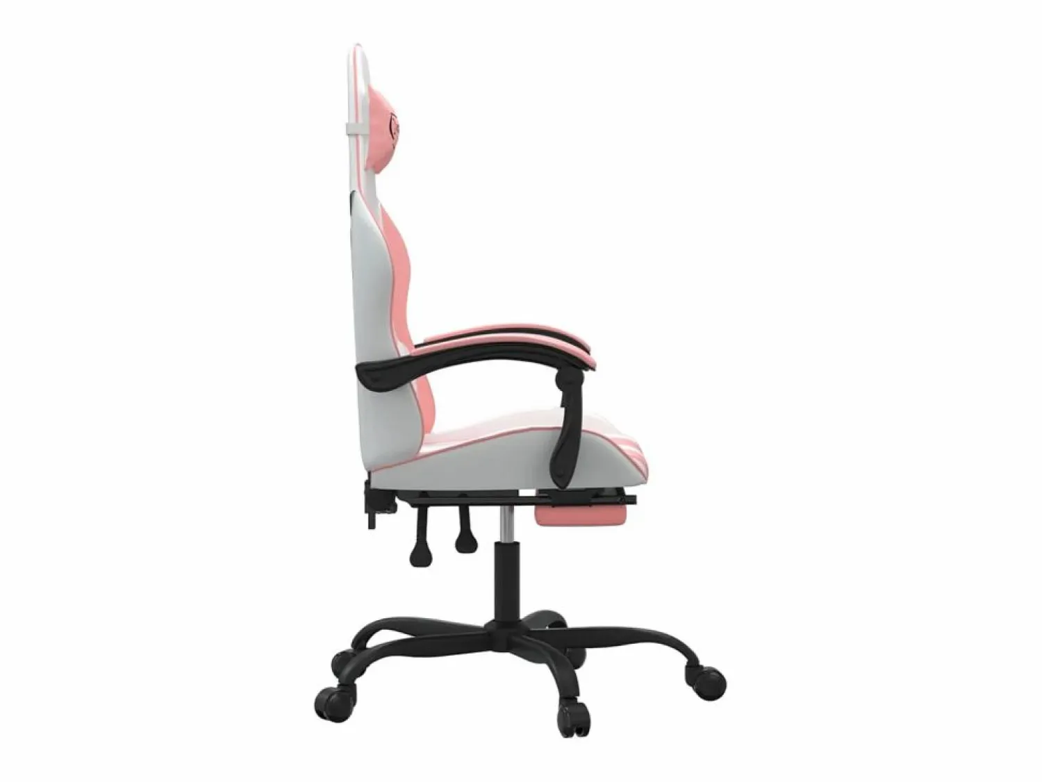 New vidaxl Silla gaming con reposapiés cuero sintético blanco y Rosa