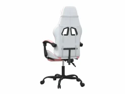 New vidaxl Silla gaming con reposapiés cuero sintético blanco y Rosa