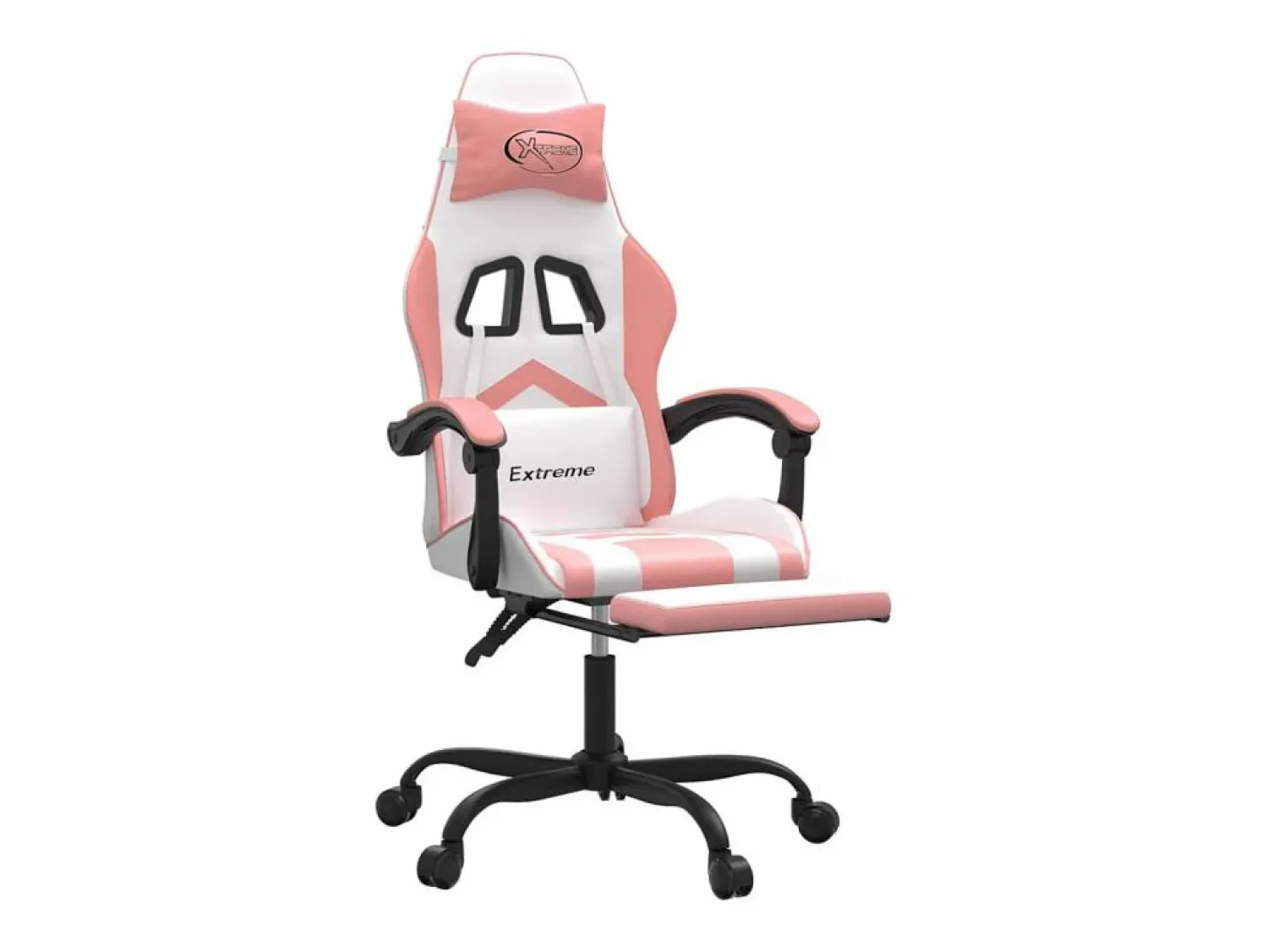 New vidaxl Silla gaming con reposapiés cuero sintético blanco y Rosa