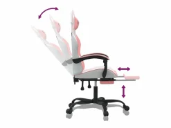 New vidaxl Silla gaming con reposapiés cuero sintético blanco y Rosa