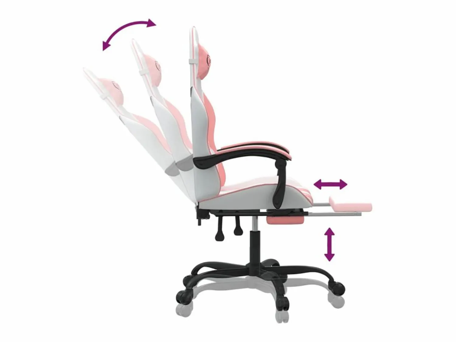 New vidaxl Silla gaming con reposapiés cuero sintético blanco y Rosa