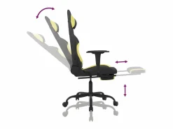 Clearance Silla gaming con reposapiés tela verde claro y Silla Gaming