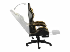 Clearance Silla gaming con reposapiés cuero sintético negro y Silla Gaming