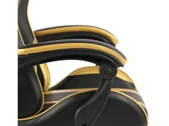 Clearance Silla gaming con reposapiés cuero sintético negro y Silla Gaming