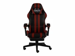 Clicnbuy Silla gaming con reposapiés cuero sintético negro y tinto