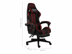 Clicnbuy Silla gaming con reposapiés cuero sintético negro y tinto
