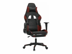 Online Silla gaming con reposapiés cuero sintético rojo tinto Silla Gaming