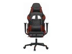 Online Silla gaming con reposapiés cuero sintético rojo tinto Silla Gaming