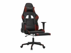 Online Silla gaming con reposapiés cuero sintético rojo tinto Silla Gaming