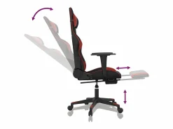 Online Silla gaming con reposapiés cuero sintético rojo tinto Silla Gaming