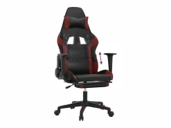 Online Silla gaming con reposapiés cuero sintético rojo tinto Silla Gaming